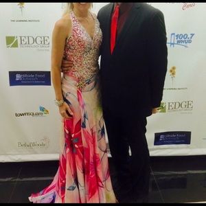 Pink Floral Prom Or Event gown